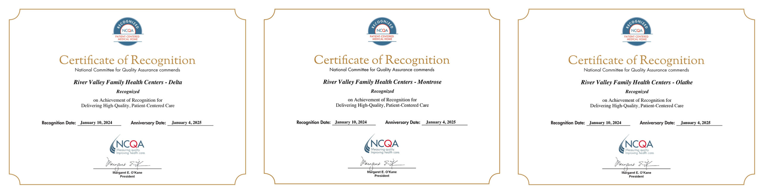 NCAQ certificates